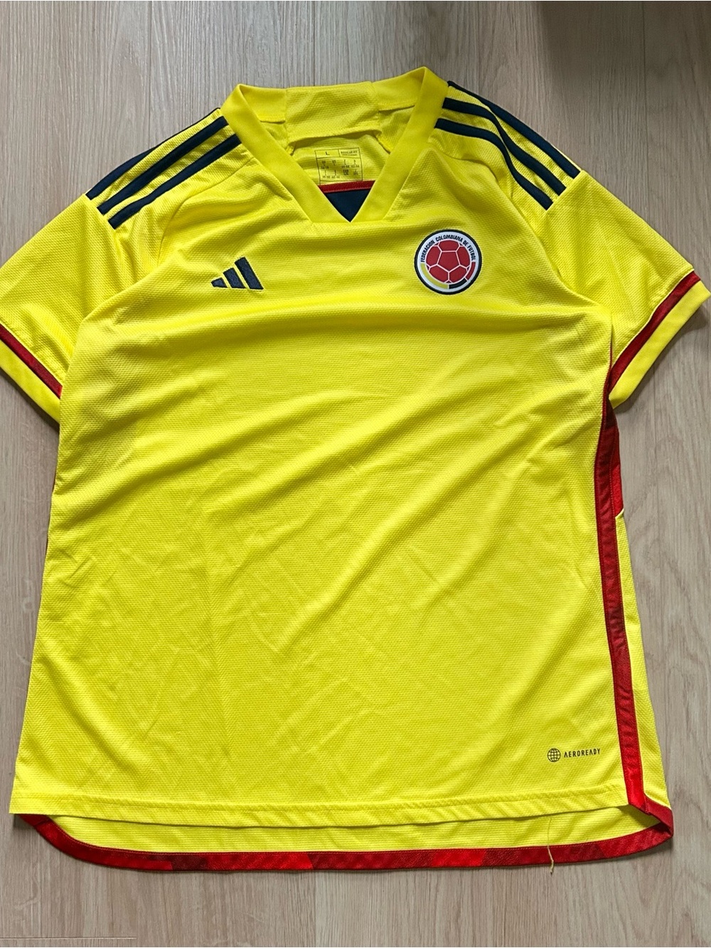 adidas Yellow Colombia Soccer Jersey with Red & Navy Accents